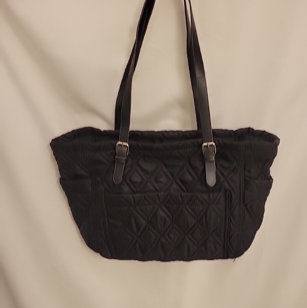 Liz Claiborne Quilted Tote Bag Carry On 19 X 12 With Leather Straps